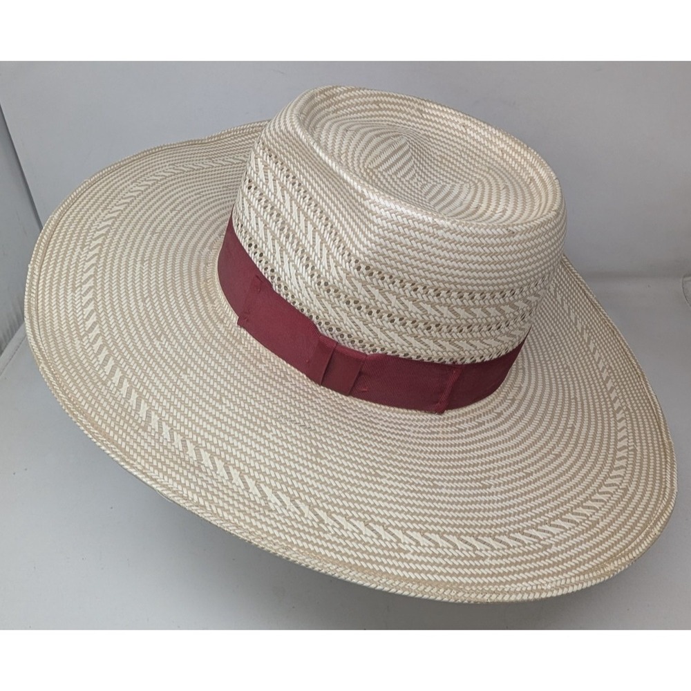 Rodeo King 25X Straw Cowboy Hat Extra Wide Brim Sun Size 7 1/2 Mexico‎ Vintage